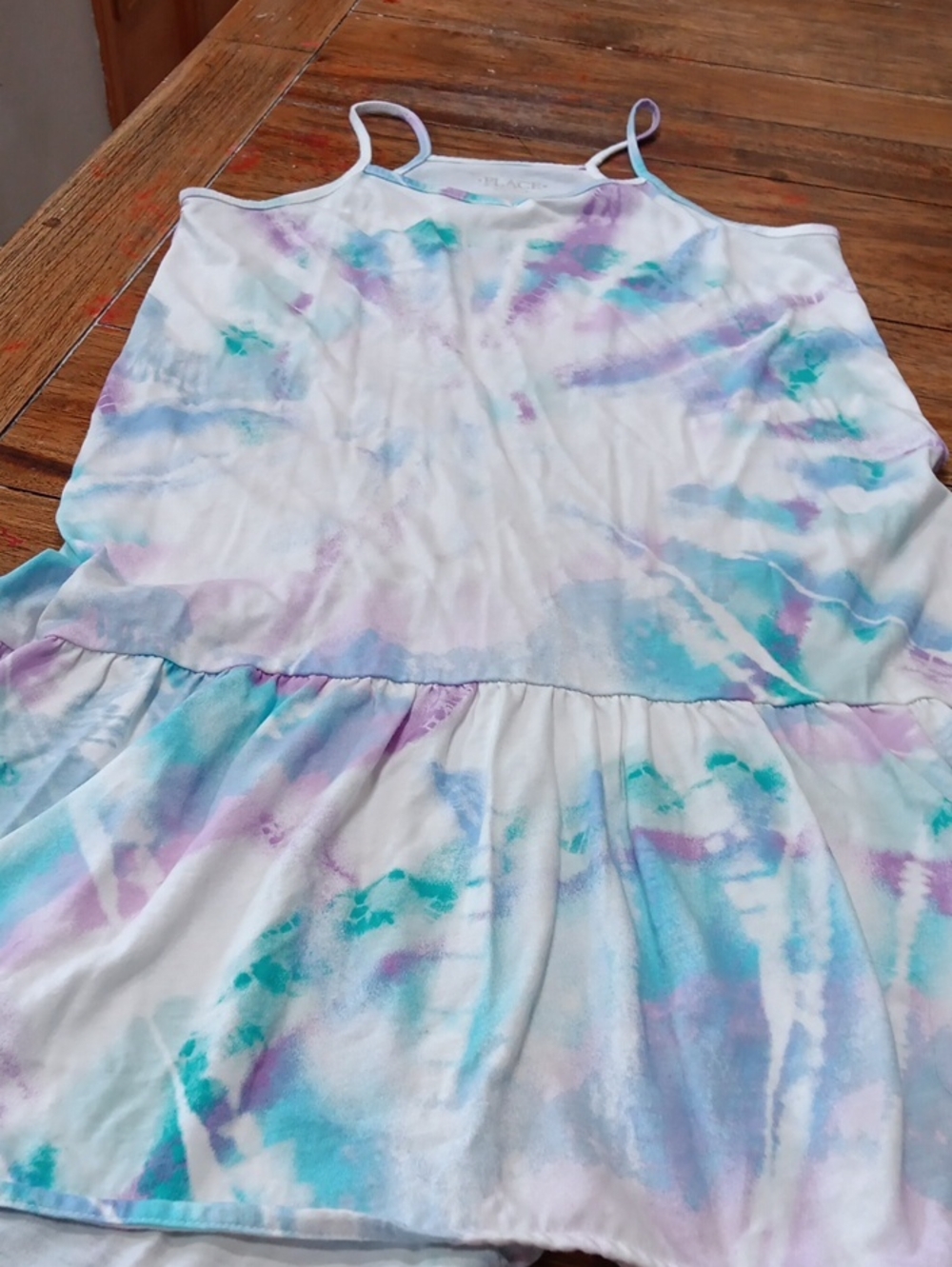 Place Girls' Tie-Dye Sundress - White, Blue, Purple, Teal